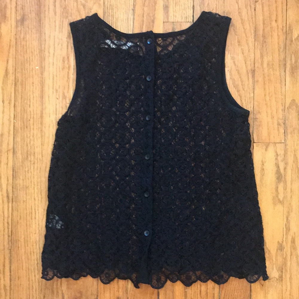 S/XS Madewell Hi-Line Black Lace Top - Picture 4 of 5